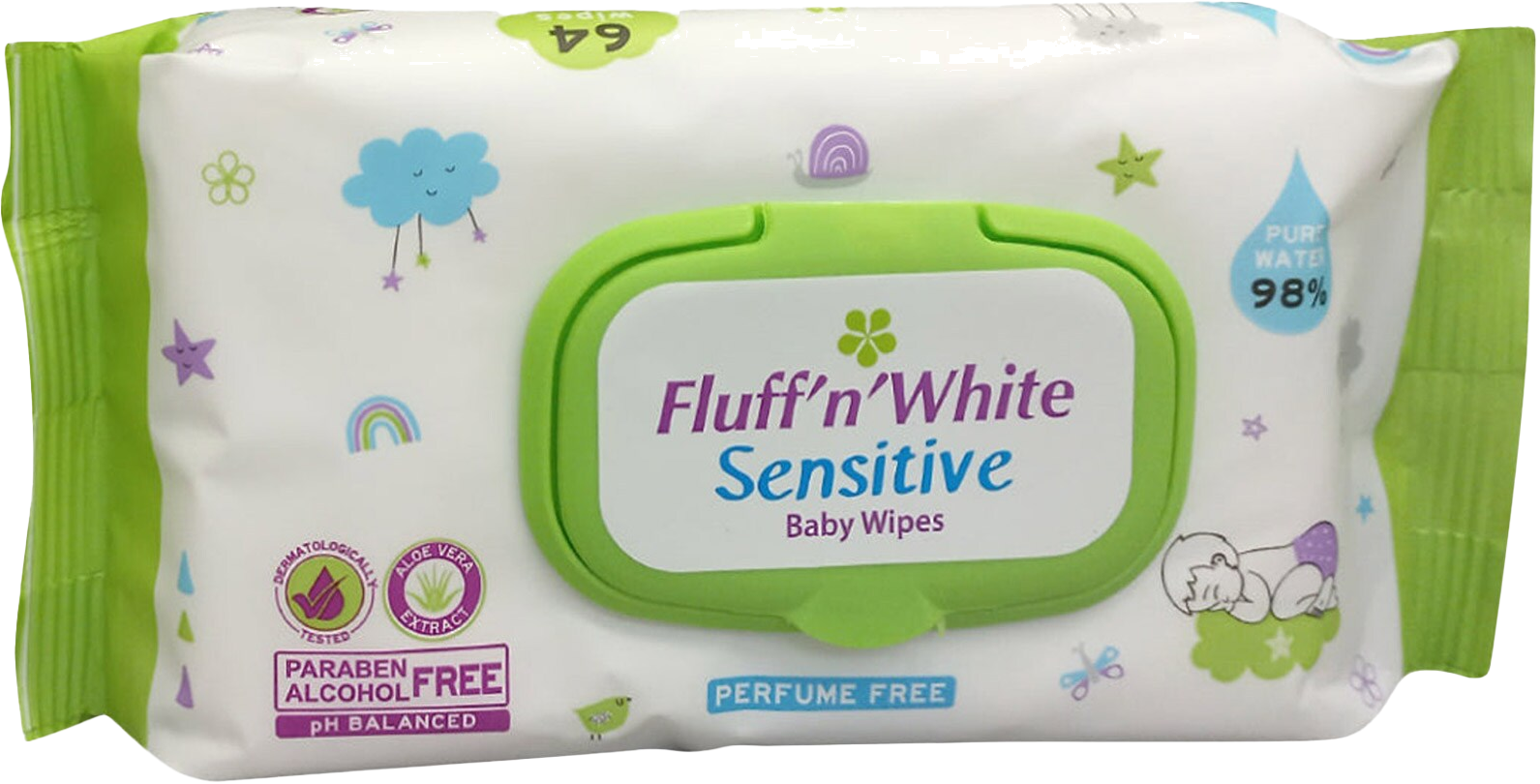 FLUFFN WHITE BABY WIPES  X3